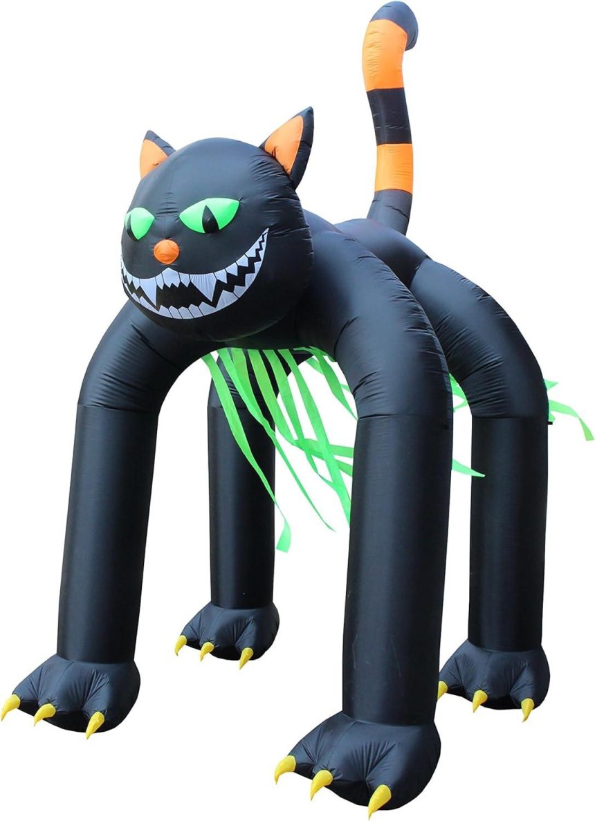 Jumbo 13 Foot Tall Halloween Inflatable Black Cat Archway Outdoor ...
